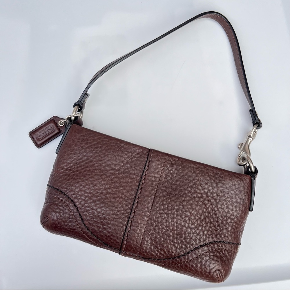 Coach Mini Bag / Wristlet in Brown Pebbled Leather